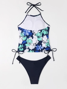 Detail view of the halter bikini top with soft inner lining and removable padding