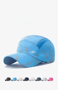 Detail view of breathable side mesh and geometric pattern on the quick-dry outdoor cap