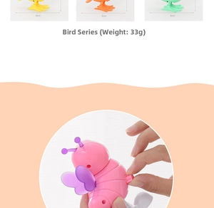 Jouet mécanique à remonter animaux avec oiseaux et abeilles taille 8cm et poids 33g