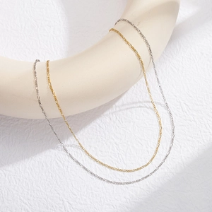Minimalist S925 sterling silver Figaro chain necklaces in gold and silver finishes