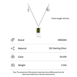 S925 sterling silver Sagittarius necklace with green stone pendant and star charms