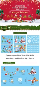 Detaillierte Größentabelle für Weihnachts-Fensteraufkleber mit Eule und Schneemann-Motiv