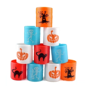 Halloween Rainbow Spring Toy Plastic Spiral Coil Pumpkin Skull Pattern Novelty Party Favor Gift For Kids
