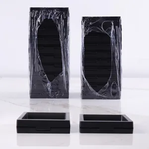 Detail view of 2.0cm thickened black PE film suspension jewelry display boxes in 7x7cm size