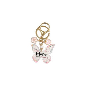 Porte-clés papillon en acrylique avec motif floral et message pour la fête des mères