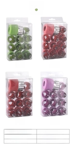 12-piece stainless steel fruit cutters with colorful protective hand grips in PVC box