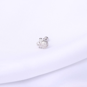 Macro detail of silver insect spider piercing earring with sparkling zircon stones