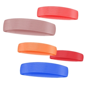 Set of five colorful elastic sports headbands in ribbed fabric for running and fitness