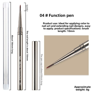 Detail view of 04# silver metal nail art brush with 10mm bristles and dimensions