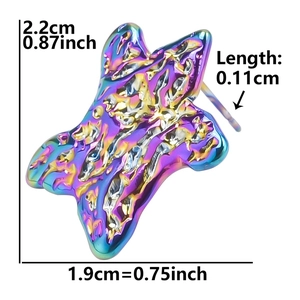 Detailed dimension chart of irregular star-shaped stainless steel stud earring