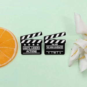 Movie Clapperboard Brooch Alloy Enamel Pin Film Theme Creative Badge Black White Cinema Style Jewelry For Backpack Hat