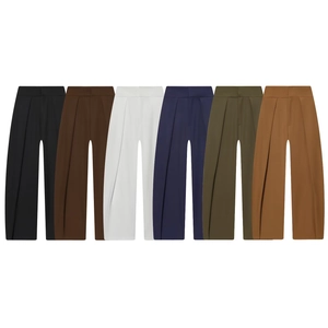 Damen Hose Mit Hoher Taille Und Weitem Bein Polyester Plissiert Einfarbig Locker Lässig Elegant Büro Trousers