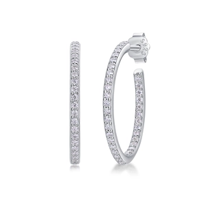 Elegant S925 sterling silver hoop earrings with pavé set moissanite stones