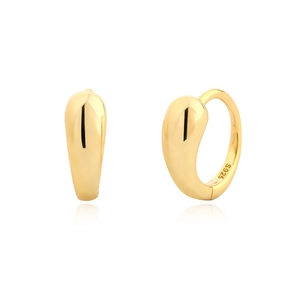Minimalist Water Drop Huggie Earrings 925 Sterling Silver Polished Bean Shape Simple Everyday Ear Jewelry For Women
