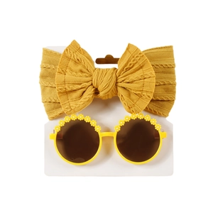 Baby Nylon Stirnband mit Schleife und Gänseblümchen Sonnenbrille Set für den Sommer