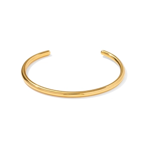 Polished 18K gold plated stainless steel cuff bracelet for women in minimalist style