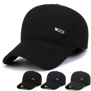 Herren Winter Baseballkappe Wollmischung Thermisch Warmer Hut Mit Ohrenschutz Verstellbar Metalletikett Outdoor