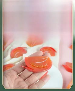 Detailed macro view of artificial tomato slices with realistic texture and seeds