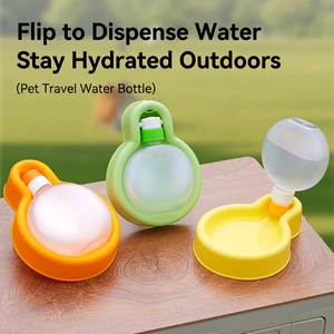 Portable Pet Water Bottle Dog Travel Dispenser Leak Proof Drinking Bowl With Lanyard Plastic Foldable Outdoor