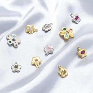Flower Pendant Charm Brass Colorful Zircon Inlaid Delicate Jewelry Accessories Sweet Style Women