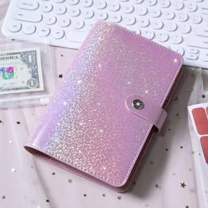 Glittery purple A6 macaron binder budget notebook with metal buckle and starry sparkles