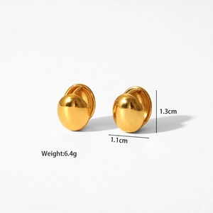 Chics boucles d'oreilles en acier inoxydable doré avec design dôme poli et dimensions
