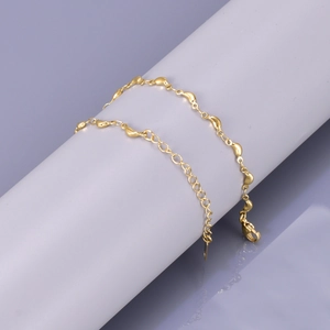 Minimalist gold titanium steel bean chain bracelet with adjustable lobster clasp closure