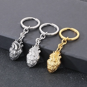 Anatomical Heart Keychain Stainless Steel Realistic Human Organ Pendant Retro Punk Style Medical Science Jewelry Gift