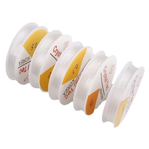 Five rolls of transparent elastic crystal cord for DIY jewelry making in various sizes