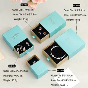Mint green drawer jewelry box set with Best Wishes gold foil stamping and black velvet inserts