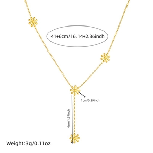 Goldene Edelstahl-Halskette mit Gänseblümchen-Anhänger und zartem Y-Ketten-Design