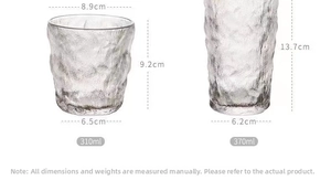 Glacier textured heat-resistant glass cups in 310ml and 370ml size specifications