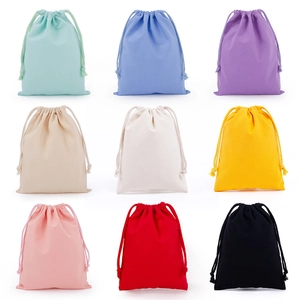 Cotton Canvas Drawstring Bags Pouches For Jewelry Gift Packaging Storage Organizer Multiple Colors Plain Minimalist
