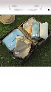 Travel organizer set with breathable mesh and sturdy handles for suitcase luggage storage
