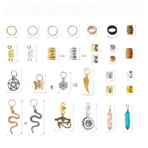 200pcs DIY hair jewelry set with assorted rings and charms for braiding hairstyles