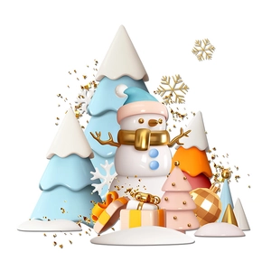 3D Christmas tree and snowman window stickers for festive holiday glass decoration