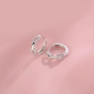 Elegant 925 sterling silver chain drop earrings with sparkling cubic zirconia stones