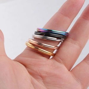 Macro shot of colorful stainless steel keyrings in gold, rose gold, silver and black