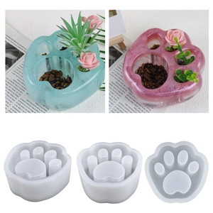 Molde De Silicona Con Forma De Pata De Gato Para Fundición De Resina Epoxi Maceta Jardín Caja De Almacenamiento Adorno