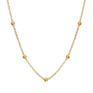 Minimalist 18K gold plated beaded chain necklace for women on a clean white background