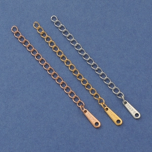 Mirror polished stainless steel water drop extension chains in rose gold, gold, and silver