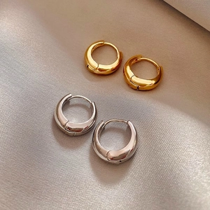 Water Drop Hoop Earrings Titanium Steel 18K Gold Plated Minimalist High End Thick Polished Huggie Earrings For Women