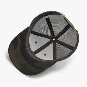 Jungle camouflage mesh trucker hat for men featuring breathable back and adjustable closure