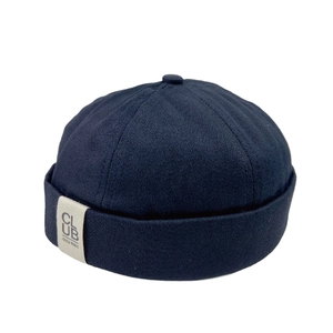 Navy blue cotton brimless docker hat with vintage Club Gold Paris side label