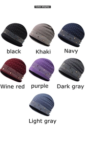 Selection of knitted beanies with rhinestone decoration in seven assorted colors