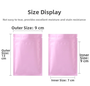 Pink aluminum foil ziplock bag dimensions: outer 9x13cm, inner 7x9cm for tea storage