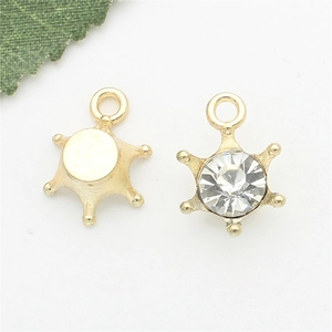 Gold crown and star alloy pendants with white zircon for DIY jewelry making and crafts