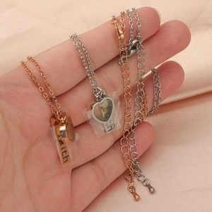 Minimalist stainless steel heart and bar pendant necklaces in rose gold and silver finish