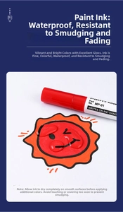 Waterproof red paint marker with quick-dry ink for metallic surfaces and touch-up work