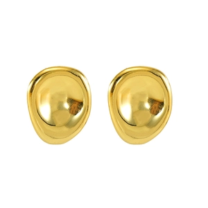 Polished 18k gold plated irregular bean earrings with minimalist abstract metal design